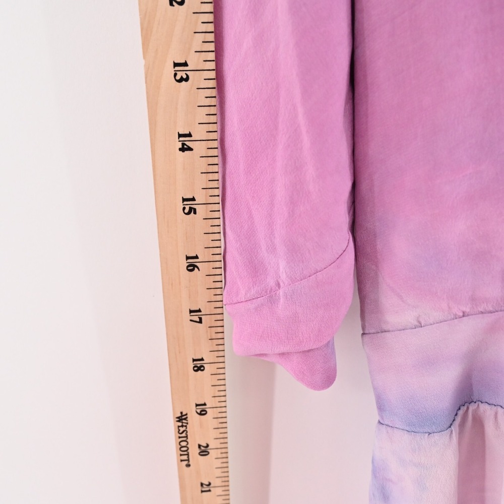 GYPSY 05 Dress Size M Silk Chiffon Pink Purple Tie Dye Ombre Cold Shoulder Mini - Picture 8 of 16